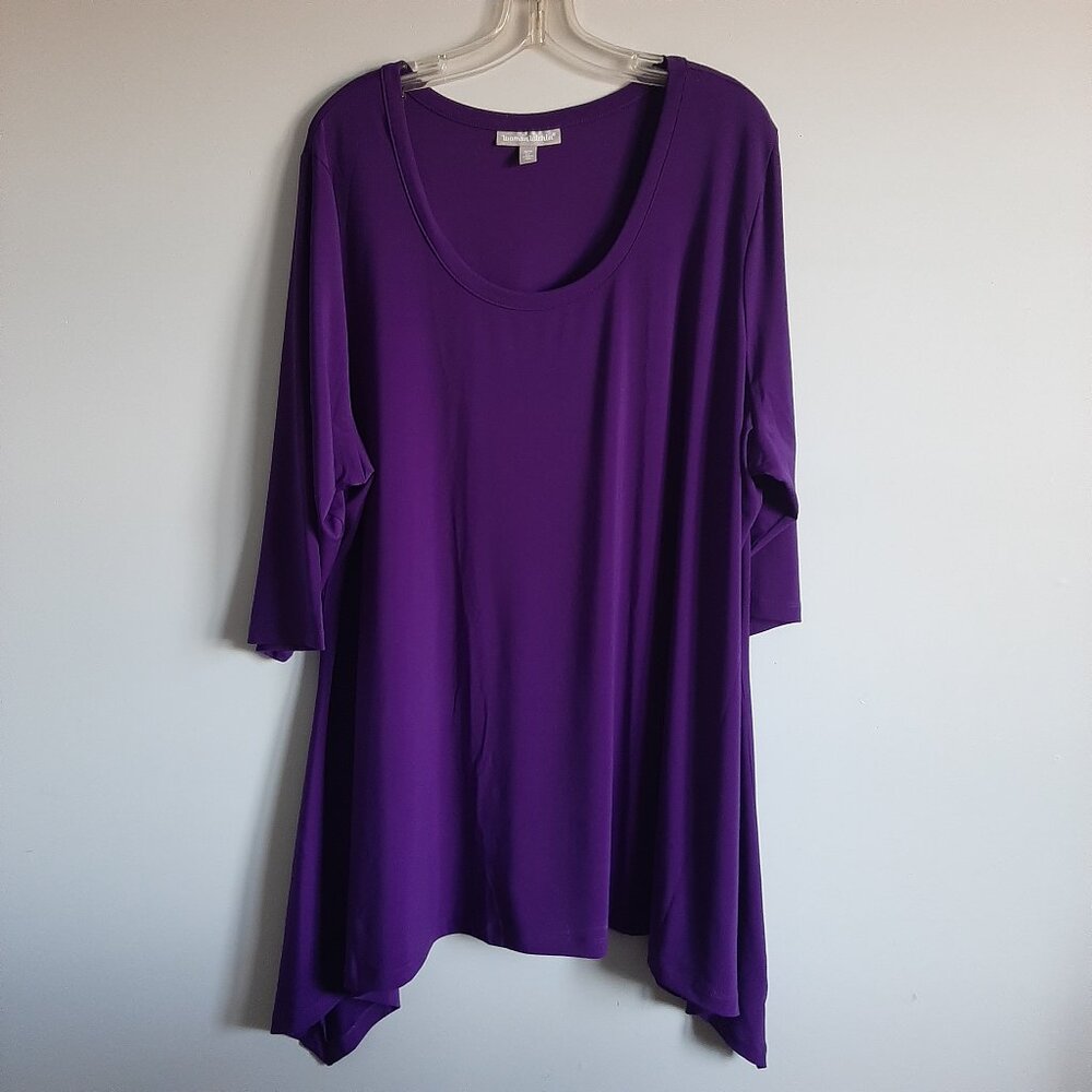 Vivid Purple long Tunic with sharkbite hem in size 2x NWT